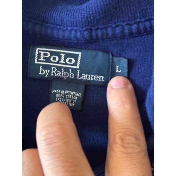 Polo Ralph Lauren Mens Royal Blue Cotton Mesh Quarter Zip Pullover Sweater XL - Picture 2 of 7